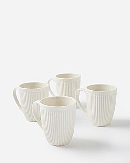 Embossed Porcelain Set of 4 Mugs