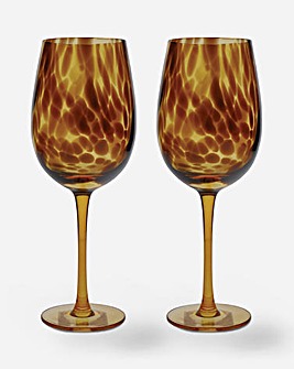 BarCraft Tortoiseshell Wine Glasses