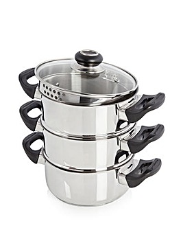 Morphy Richards Equip Stainless Steel 3 Tier Steamer