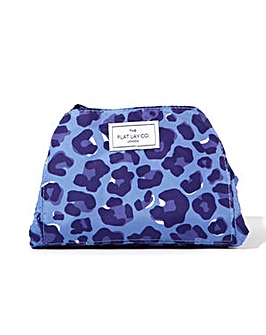 The Flat Lay Co. Drawstring Makeup Bag in Blue Leopard