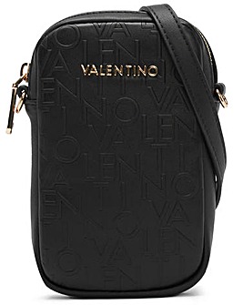 Valentino Bags Relax Black Embossed Logo Pouch Bag