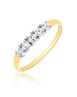 9ct Gold 5 stone CZ Ring