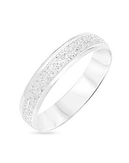 9CT White Gold Sparkle 4mm Wed Band