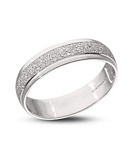 9 Carat White Gold Sparkle D Shape 4mm Wedding Band