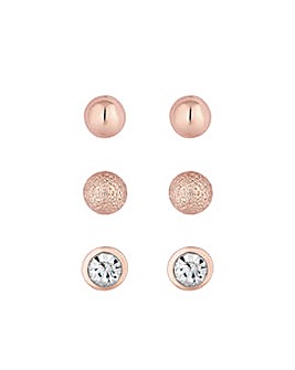 Rose Gold Plated Earrings - Pack Of 3