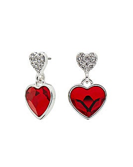 Jon Richard Silver Plated Red Dancing Heart Drop Earrings