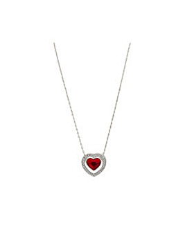 Silver Plated Red  Heart Necklace