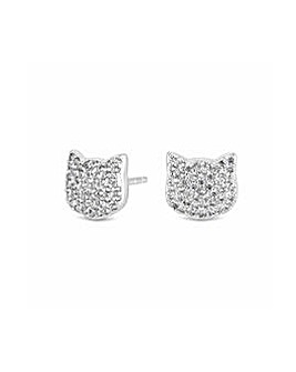 Simply Silver Sterling Silver 925 Cat Stud Earrings