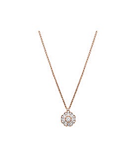 14ct Rose Gold Baguette Halo Necklace