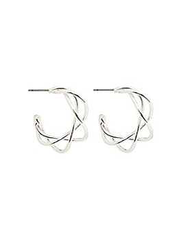 Silver Plated Open Twist Hoop Earrings