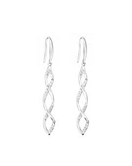 Simply Silver Sterling Silver 925 Cubic Zirconia Wrapped In Love Drop Earrings