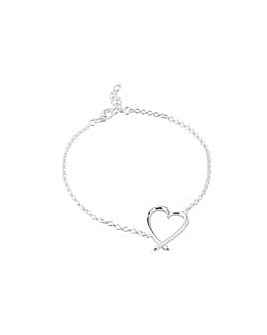 Simply Silver Sterling Silver 925 Polished Open Heart Bracelet