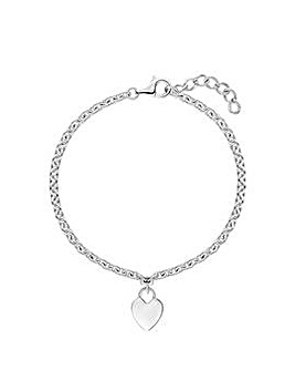 Simply Silver Sterling Silver 925 Polished Charmed Heart Bracelet
