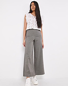 Gingham Wide Leg Trousers With Side Stripe