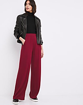 Red Jersey Stretch Wide Leg Trousers