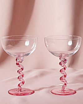 Raspberry Blossom Pair Of Coupes With Wiggle Stems In A Giftbox