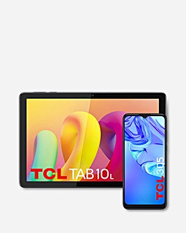 TCL 305 Space Grey Phone and TCL Tab 10L Black Tablet Bundle