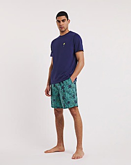 Jersey Tee and Woven Shorts Palm Pyjama Set