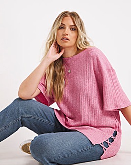 Pink Soft Touch Side Split T-Shirt