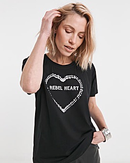 Religion Rebel Heart Hand Tie Dyed Embellished T-Shirt