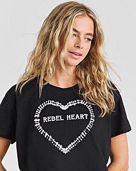 Religion Rebel Heart Hand Tie Dyed Embellished T-Shirt