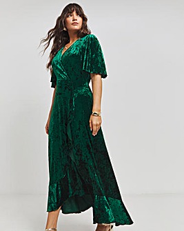 Flounce London Velvet Wrap Dress