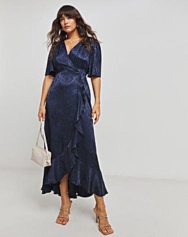 Flounce London Jacquard Wrap Maxi Dress