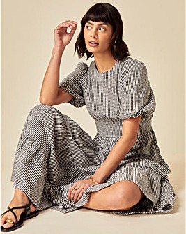 Nobody's Child Ricky Midi Dress Mono Gingham