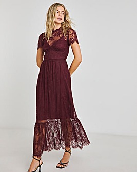 Lovedrobe Burgundy Tiered Hem Midaxi Dress