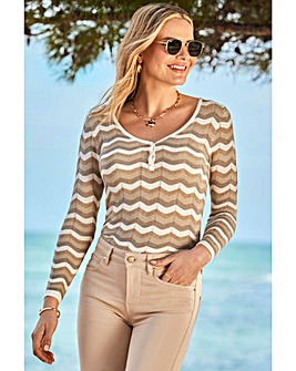 Sosandar Chevron Stripe Square Neck Jumper