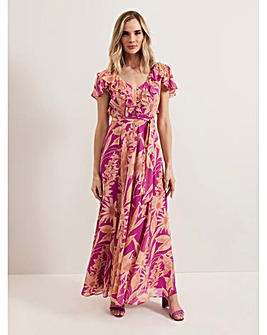 Phase Eight Dinara Printed Frill Detail Maxi Dress