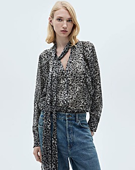 Mango Leopard Print Blouse