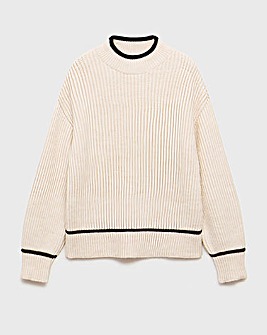 Mango Perkins Neck Plaza Sweater