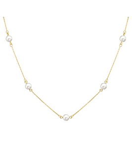 9ct Yellow Gold Pearl Station Necklace