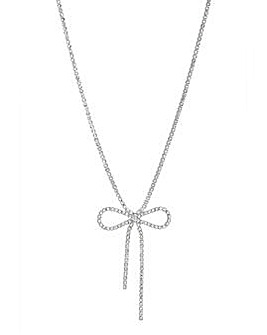 Mood Silver Crystal Bow Short Necklace