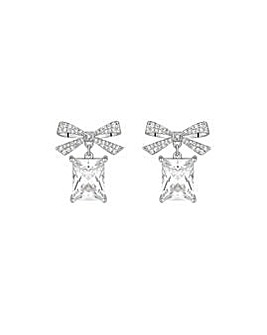 Jon Richard Rhodium Plated Cubic Zirconia Crystal Bow Earrings