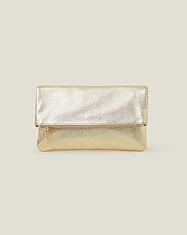 Accessorize Leather Metallic Clutch