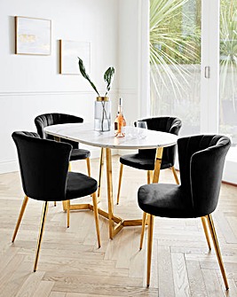 Florence Oval Dining Table with 4 Clarice Dining Chairs