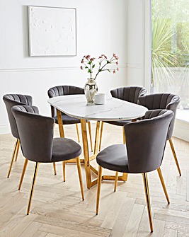 Florence Oval Dining Table with 6 Clarice Dining Chairs
