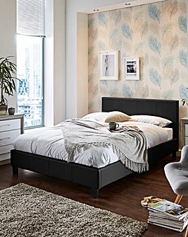 Hayden Faux Leather Bed Frame with Quilted Mattress