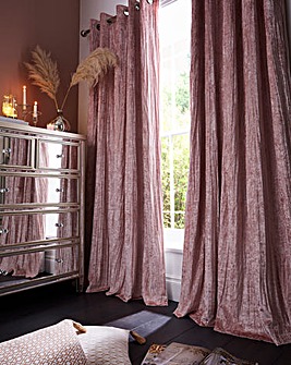 Crinkle Velvet Blackout Lined Eyelet Curtains