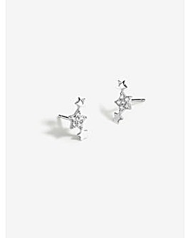 Simply Silver Sterling Silver 925 Cubic Zirconia Mini Star Climber Earring
