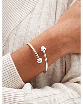 Simply Silver 925 Polished Heart Cuff