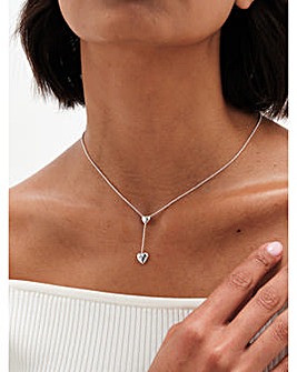 Simply Silver 925 Heart Y Drop Necklace