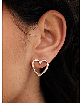 Mood Gold Crystal Heart Stud  Earrings