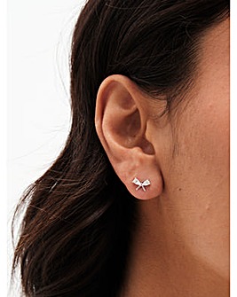 Simply Silver 925 Pearl CZ Bow Studs