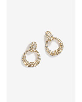 Mood Gold Crystal Doorknocker Earrings