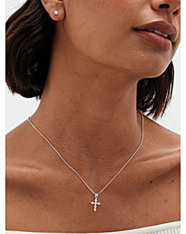 Simply Silver 925 CZ Mini Cross Pendant