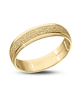 9 Carat Gold Sparkle D Shape 4mm Wedding Band