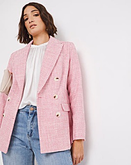 Pastel Pink Boucle Tweed Blazer